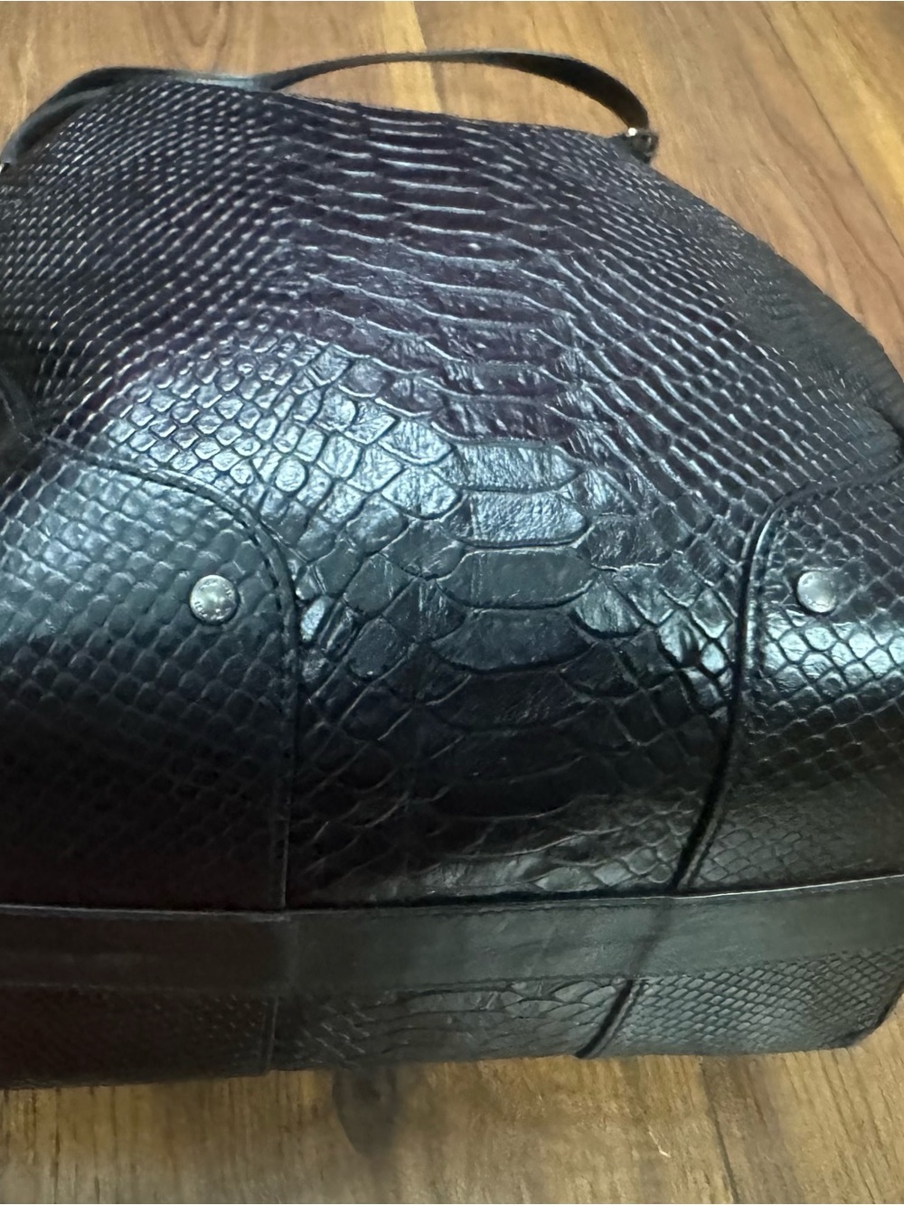 Coach F35928 Black Python Embossed Leather Drawstring Bucket Bag - Picture 13 of 16